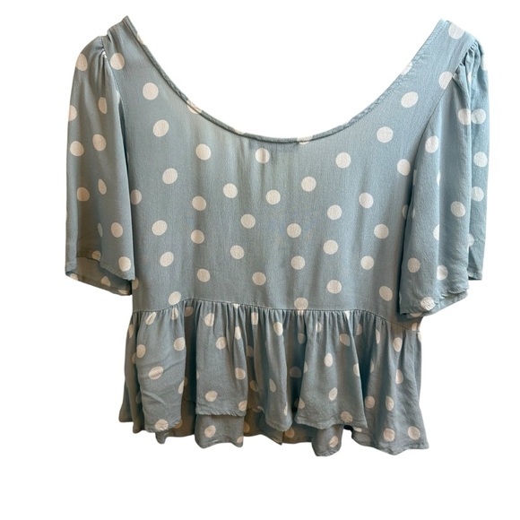 Primark Blue Puff Sleeve Peplum Blouse - Picture 2 of 8